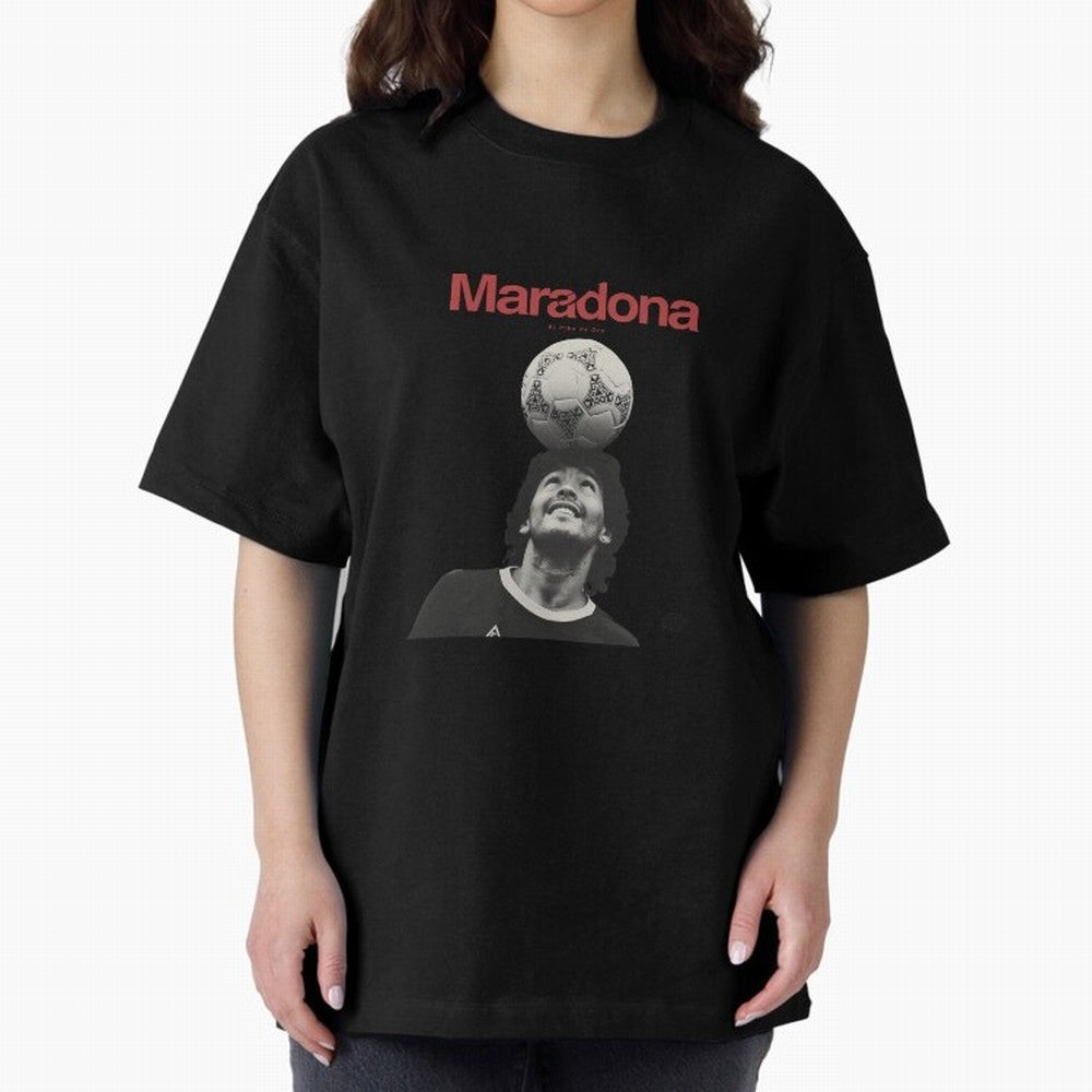 Diego Maradona Minimalist Oversized T-Shirt Embrace Global Football Passion for FIFA World Cup 2026 Group Stage, with Haaland, France and Portugal, Vintage Soccer Flavor, Modern Football Stars, National Flags and Final Night Emotion; Ideal for