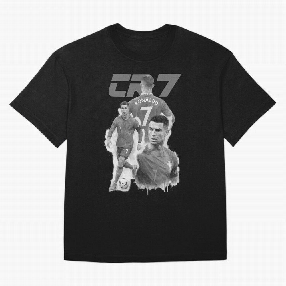 CR7 Cristiano Ronaldo illustration ink black white watercolour Oversized T-Shirt Relive FIFA World Cup 2026 USA Canada Mexico Spirit, Celebrating England, France and Netherlands, Neymar, Vintage Soccer Flavor, Modern Football Stars, National Flags