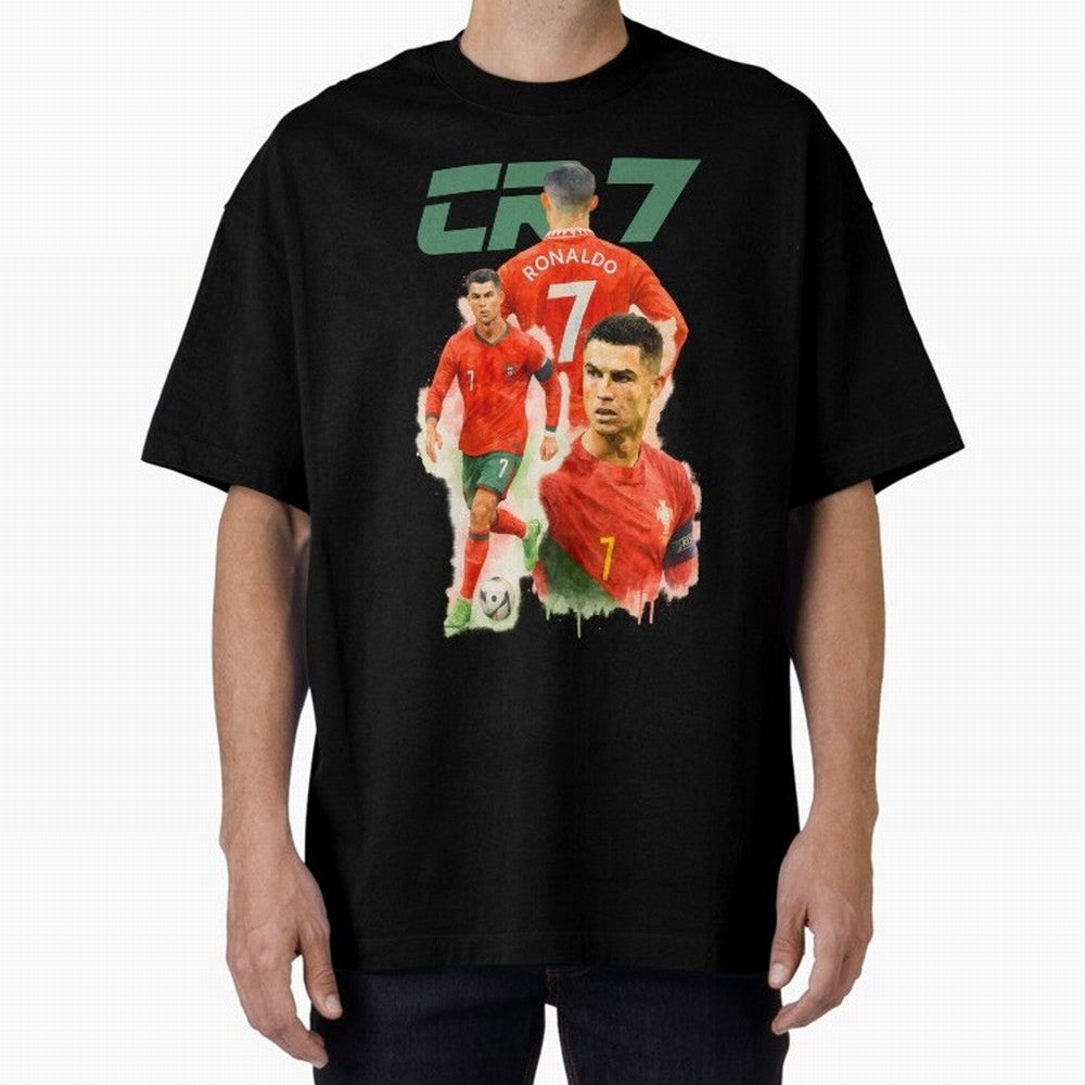 CR7 Cristiano Ronaldo illustration watercolour Oversized T-Shirt Follow Every Goal of FIFA World Cup 2026 Spirit, Driven by Argentina and Brazil, Mbappe, Football History, Final Match Energy, Crowd Noise and Once in a Lifetime Moments; Created for