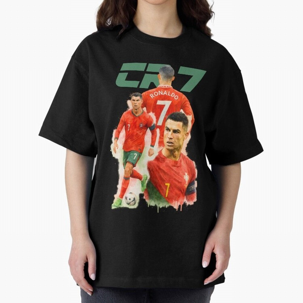 CR7 Cristiano Ronaldo illustration watercolour Oversized T-Shirt Follow Every Goal of FIFA World Cup 2026 Spirit, Driven by Argentina and Brazil, Mbappe, Football History, Final Match Energy, Crowd Noise and Once in a Lifetime Moments; Created for