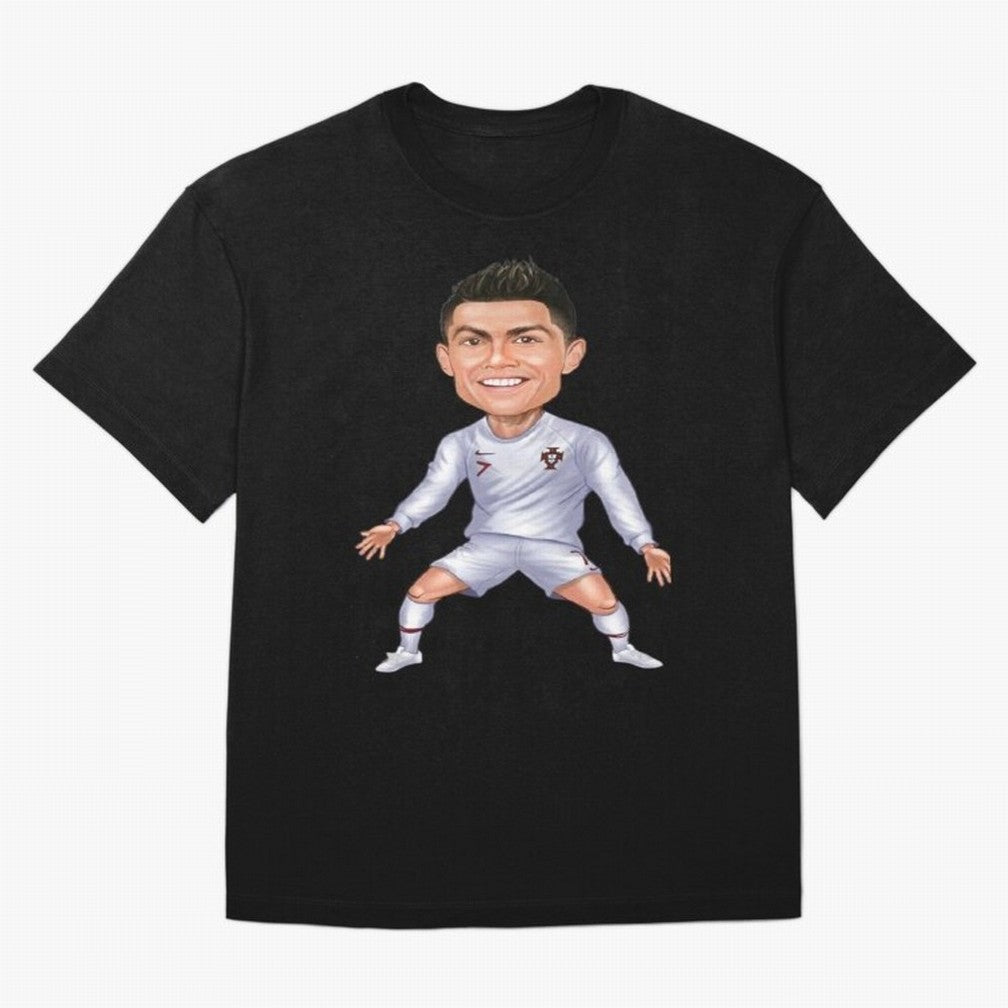 Cristiano Ronaldo Cartoon Oversized T-Shirt Live the Energy of the FIFA World Cup 2026 Group Stage Journey through Messi and Cristiano Ronaldo Highlights, Spain Pride, Soccer Culture, Superstar Moments, National Team Dreams and Competitive Fire;