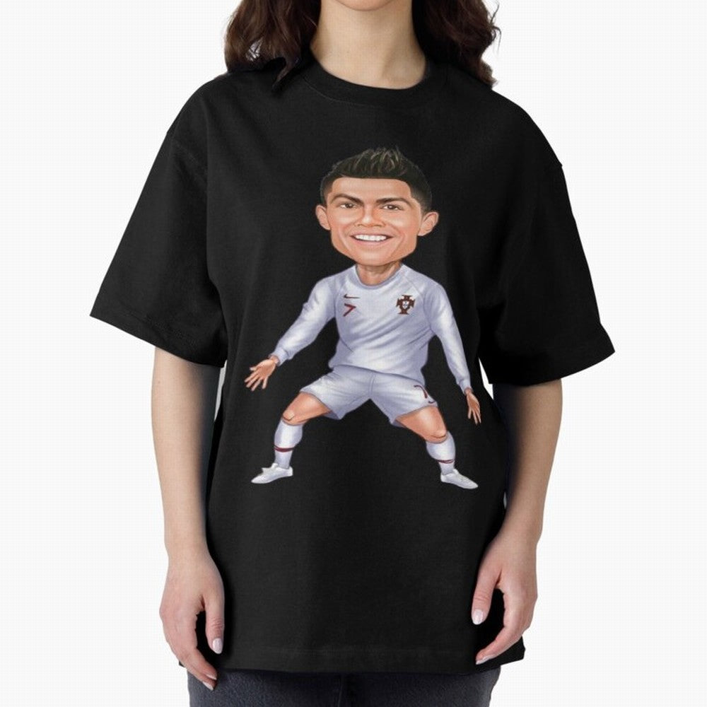 Cristiano Ronaldo Cartoon Oversized T-Shirt Live the Energy of the FIFA World Cup 2026 Group Stage Journey through Messi and Cristiano Ronaldo Highlights, Spain Pride, Soccer Culture, Superstar Moments, National Team Dreams and Competitive Fire;