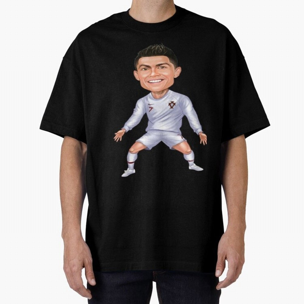 Cristiano Ronaldo Cartoon Oversized T-Shirt Live the Energy of the FIFA World Cup 2026 Group Stage Journey through Messi and Cristiano Ronaldo Highlights, Spain Pride, Soccer Culture, Superstar Moments, National Team Dreams and Competitive Fire;