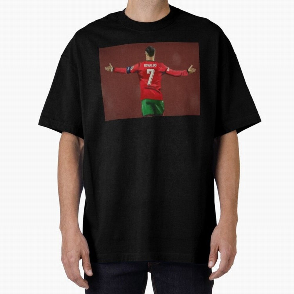 Cristiano Ronaldo portrait painting Oversized T-Shirt Elevate Match Day Hype around FIFA World Cup 2026, Cristiano Ronaldo, Argentina and Brazil, Stadium Memories, Football Loyalty, International Chants and Championship Tradition; Created for Match