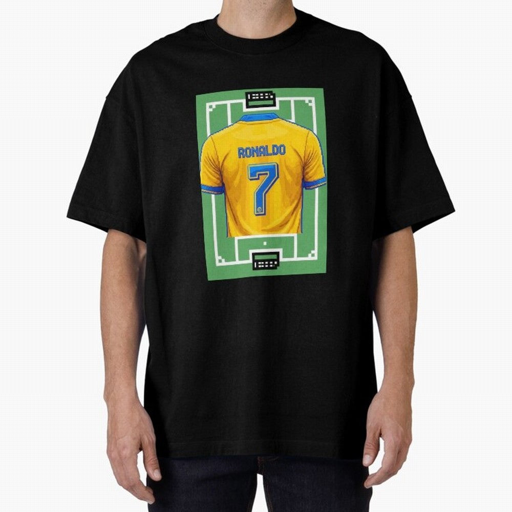 Cristiano Ronaldo Al-Nassr 8-Bit Soccer Football Oversized T-Shirt Feel the Trophy Chase of Match Day Hype around FIFA World Cup 2026 USA Canada Mexico, Neymar, Haaland and Cristiano Ronaldo, Argentina, Champion Mindset, Group Stage Buzz, Knockout