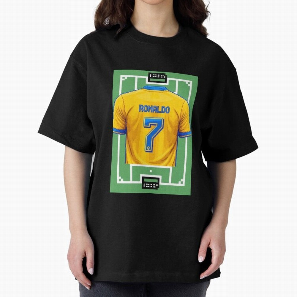 Cristiano Ronaldo Al-Nassr 8-Bit Soccer Football Oversized T-Shirt Feel the Trophy Chase of Match Day Hype around FIFA World Cup 2026 USA Canada Mexico, Neymar, Haaland and Cristiano Ronaldo, Argentina, Champion Mindset, Group Stage Buzz, Knockout