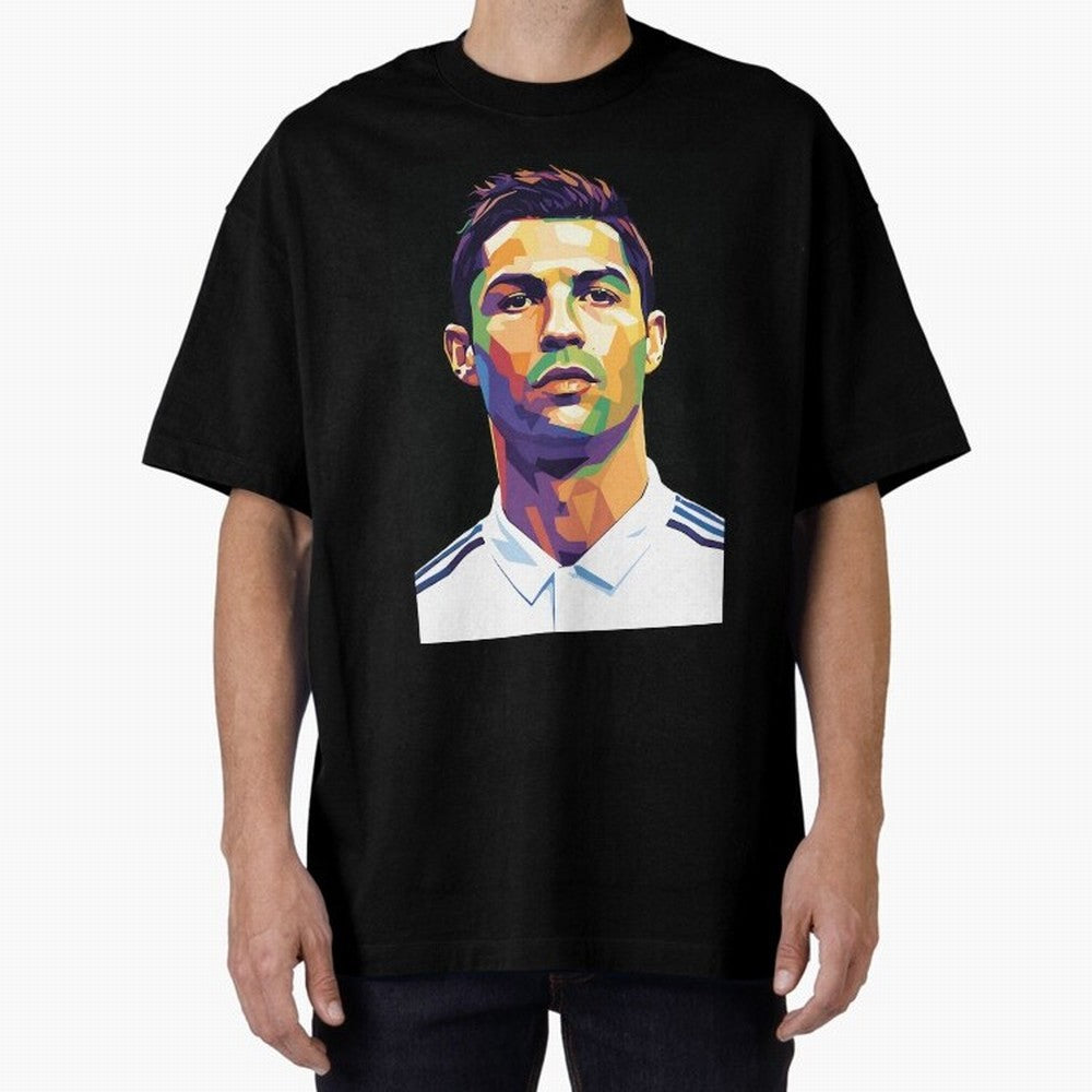 Cristiano Ronaldo Wpap Art Oversized T-Shirt Bring Legendary Rivalry Energy to Global Football Passion for FIFA World Cup 2026 USA Canada Mexico, Celebrating CR7 and Messi, Spain, Sports Nostalgia, International Competition, Famous Players and