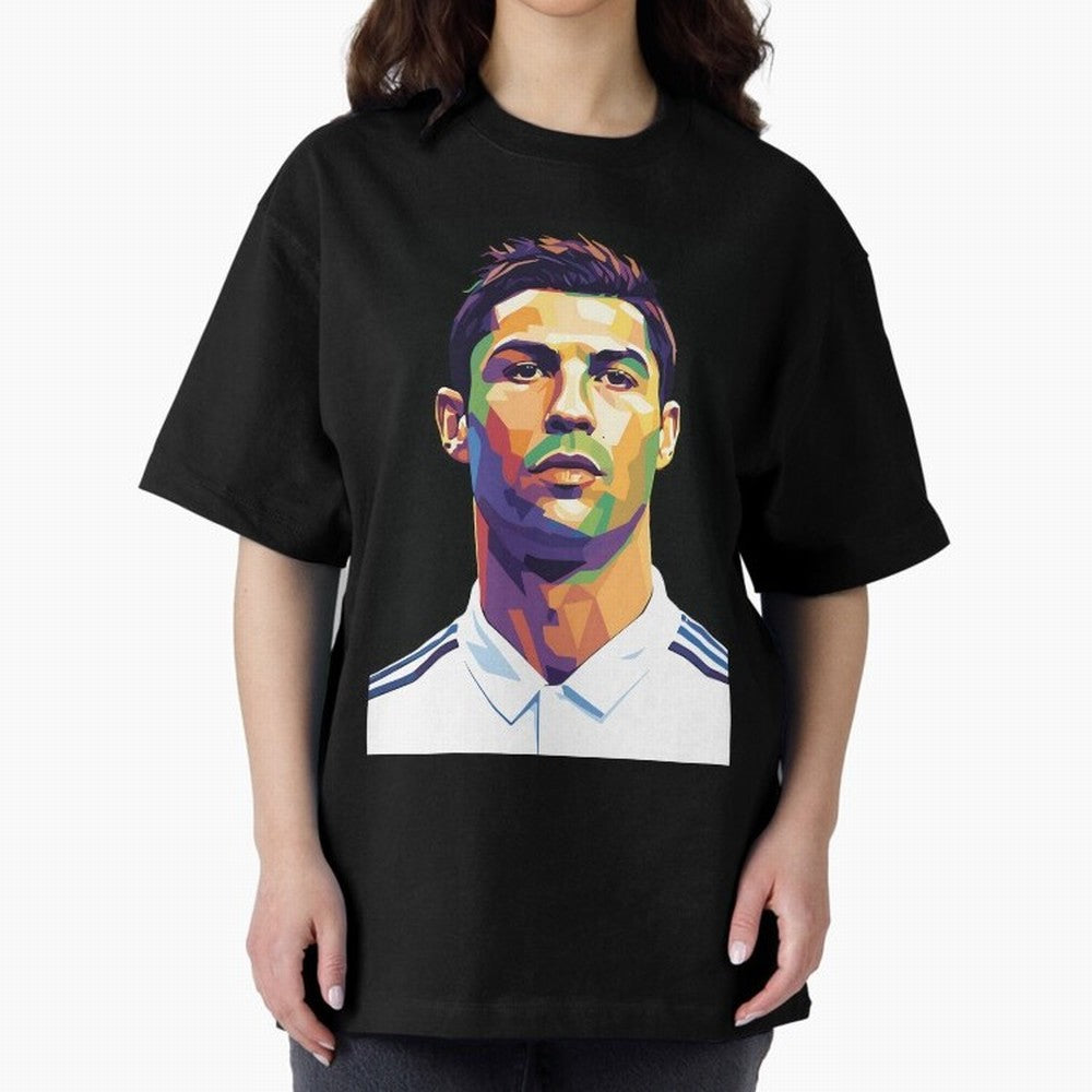 Cristiano Ronaldo Wpap Art Oversized T-Shirt Bring Legendary Rivalry Energy to Global Football Passion for FIFA World Cup 2026 USA Canada Mexico, Celebrating CR7 and Messi, Spain, Sports Nostalgia, International Competition, Famous Players and