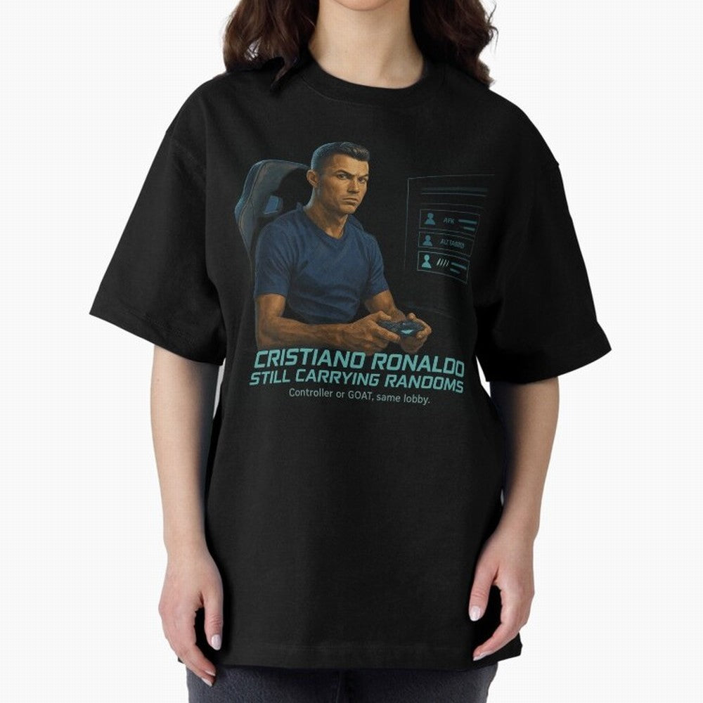 Cristiano Gamer Mode ¡ª Still Carrying Randoms Oversized T-Shirt Follow the FIFA World Cup 2026 Journey through Cristiano Ronaldo, Haaland and CR7 Highlights, Portugal, Spain and Germany Pride, Football History, Final Match Energy, Crowd Noise and