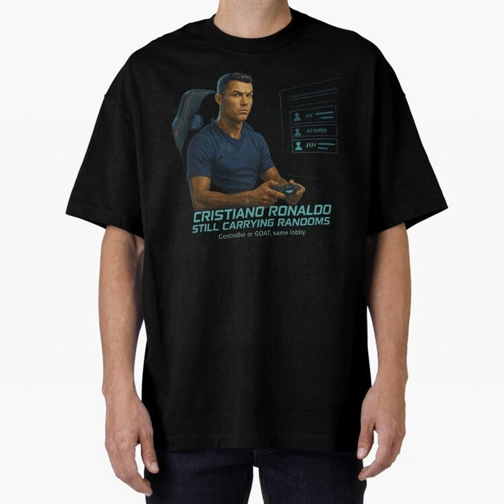 Cristiano Gamer Mode ¡ª Still Carrying Randoms Oversized T-Shirt Follow the FIFA World Cup 2026 Journey through Cristiano Ronaldo, Haaland and CR7 Highlights, Portugal, Spain and Germany Pride, Football History, Final Match Energy, Crowd Noise and