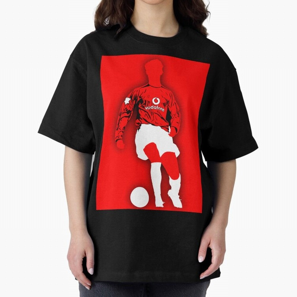 Cristiano Ronaldo Manchester United Silhouette ¨C Legendary Red Devil Artwork by GrizzlyGFX Oversized T-Shirt Make Memories around FIFA World Cup 2026 Group Stage for Fans of Messi and Cristiano Ronaldo and Argentina, France and Brazil, Bringing