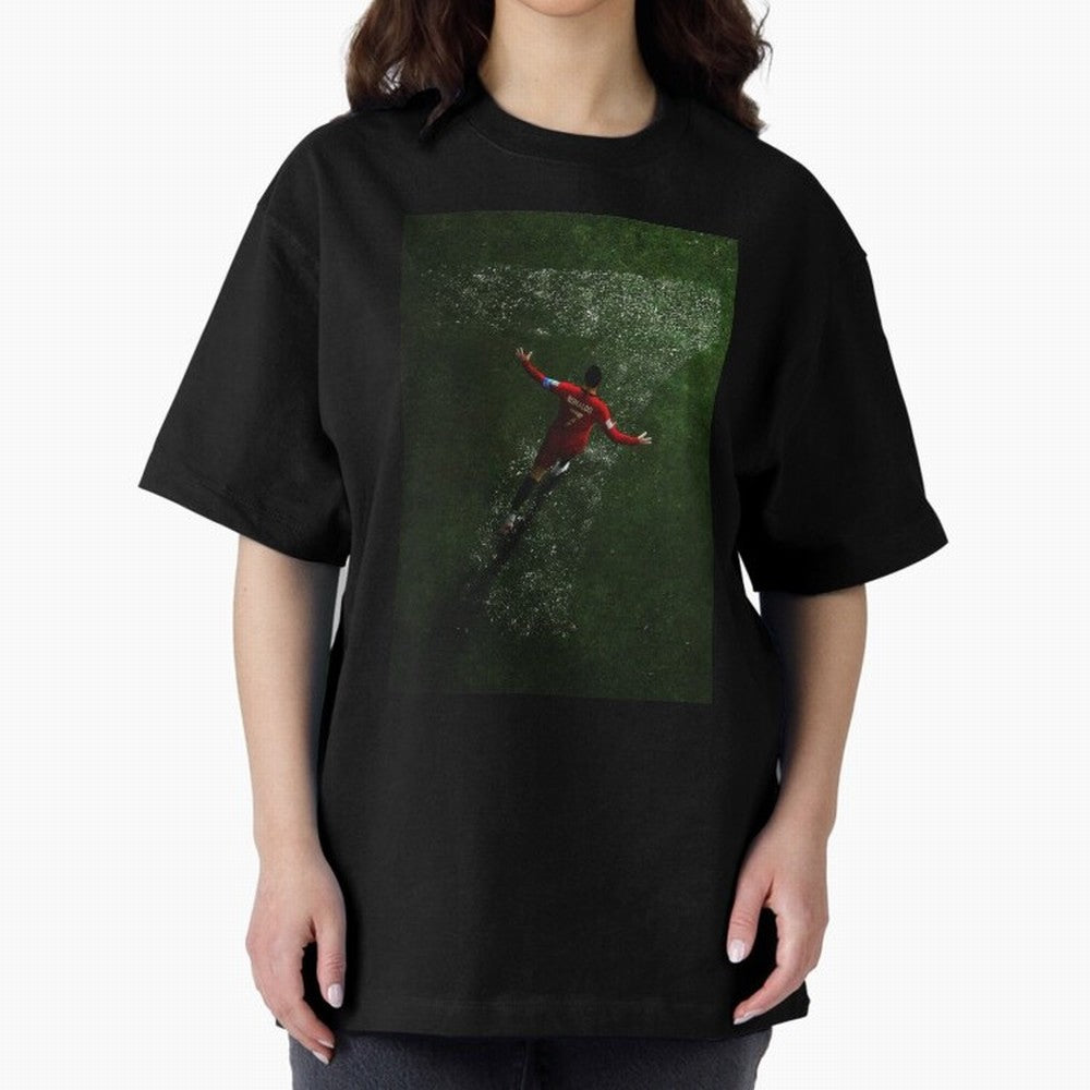 CR7 The G.O.A.T. Football Art - Cristiano Ronaldo Oversized T-Shirt Keep the Match Day Mood of FIFA World Cup 2026 Group Stage Spirit, Capturing Germany, Cristiano Ronaldo, Global Supporter Spirit, Legendary Goals, National Colors and Tournament