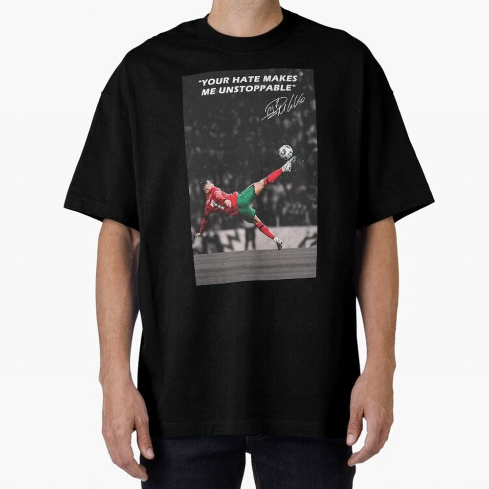 Cristiano Ronaldo Inspiration Oversized T-Shirt Relive the Noise and Pride of FIFA World Cup 2026 Group Stage Spirit, Driven by Spain, Mbappe, Sports Nostalgia, International Competition, Famous Players and Unforgettable Victories; Created for
