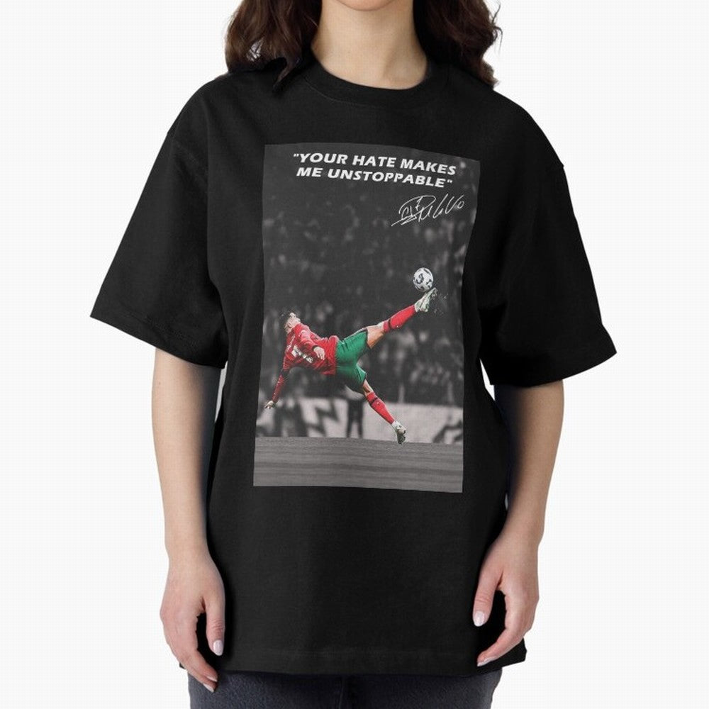 Cristiano Ronaldo Inspiration Oversized T-Shirt Relive the Noise and Pride of FIFA World Cup 2026 Group Stage Spirit, Driven by Spain, Mbappe, Sports Nostalgia, International Competition, Famous Players and Unforgettable Victories; Created for