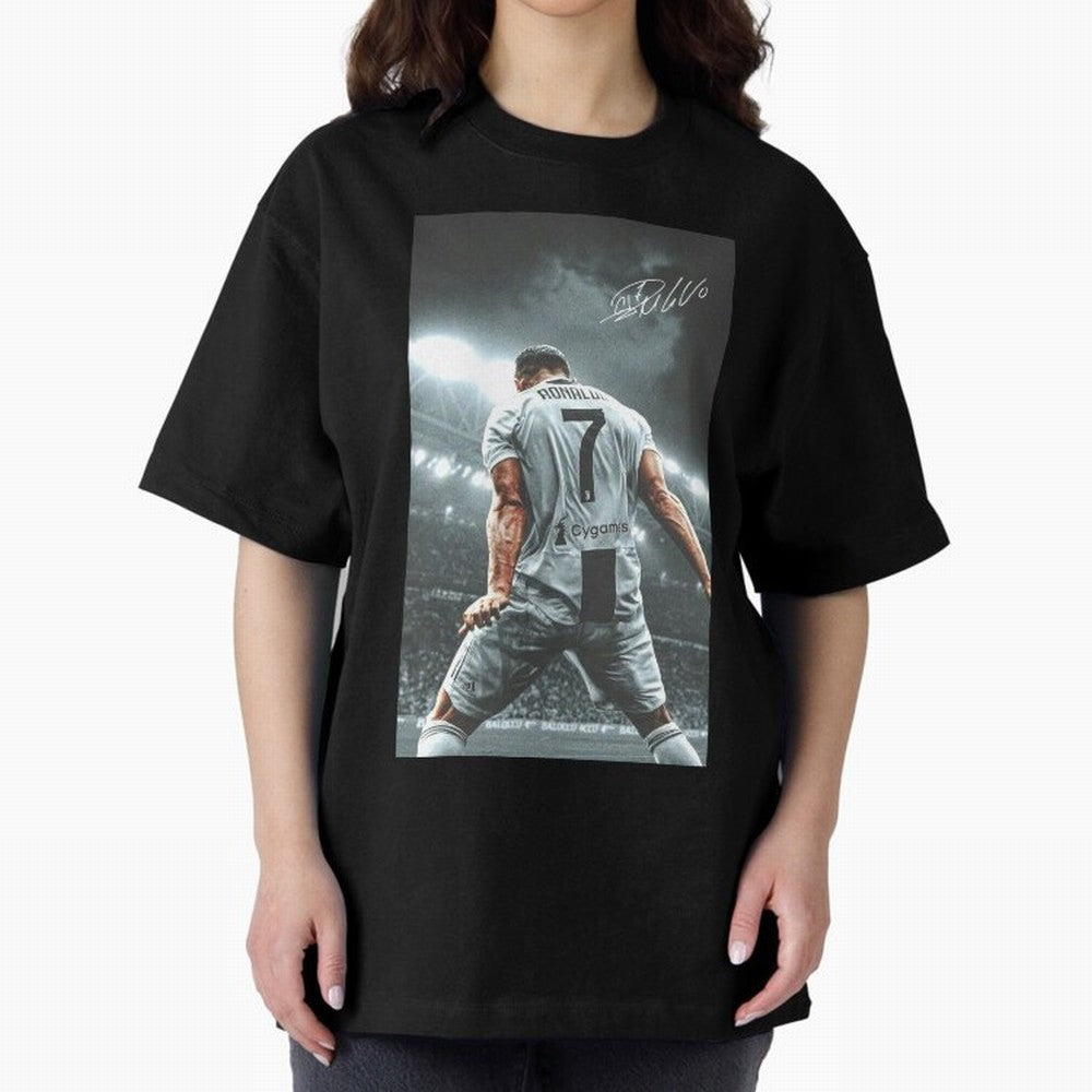 Cristiano Ronaldo Celebration Oversized T-Shirt Show Up for the Glory of Match Day Hype around FIFA World Cup 2026, Haaland and Mbappe, Brazil, Fan Favorite Moments, National Team Passion, Big Match Drama and Soccer History; Created for Match Day