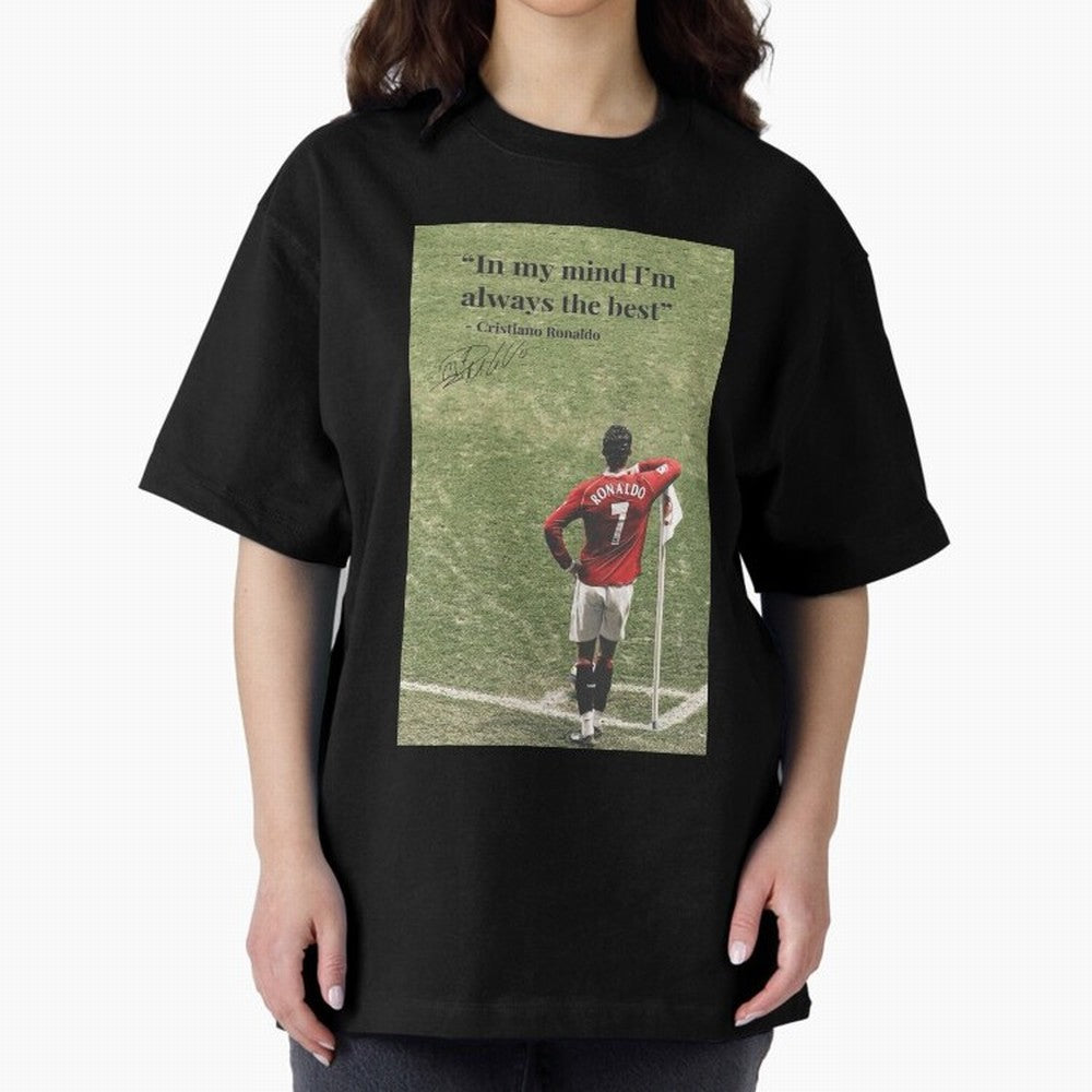 Cristiano Ronaldo Motivation Oversized T-Shirt Join Global Football Passion for FIFA World Cup 2026 USA Canada Mexico, Filled with Mbappe and Neymar, Spain, Goal Celebration Energy, Supporter Heritage, Football Icons and Worldwide Tournament Joy;