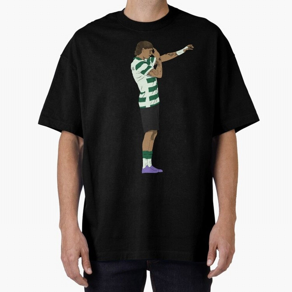Ricardo Mangas Sporting Goal Celebration Minimalist Oversized T-Shirt Celebrate Fan Culture around Global Football Passion for FIFA World Cup 2026 USA Canada Mexico, Filled with Mbappe, Argentina and Brazil, Fan Favorite Moments, National Team