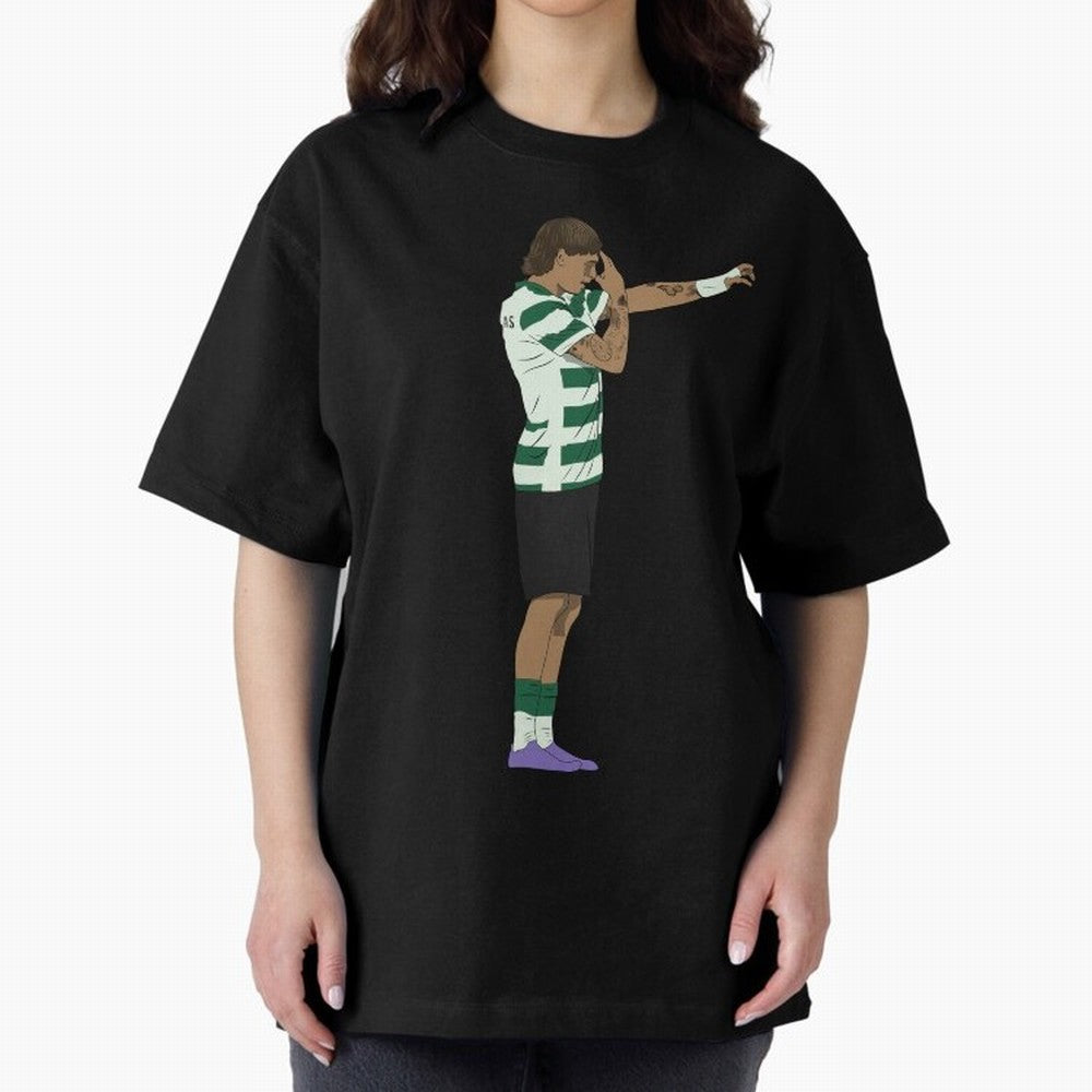 Ricardo Mangas Sporting Goal Celebration Minimalist Oversized T-Shirt Celebrate Fan Culture around Global Football Passion for FIFA World Cup 2026 USA Canada Mexico, Filled with Mbappe, Argentina and Brazil, Fan Favorite Moments, National Team