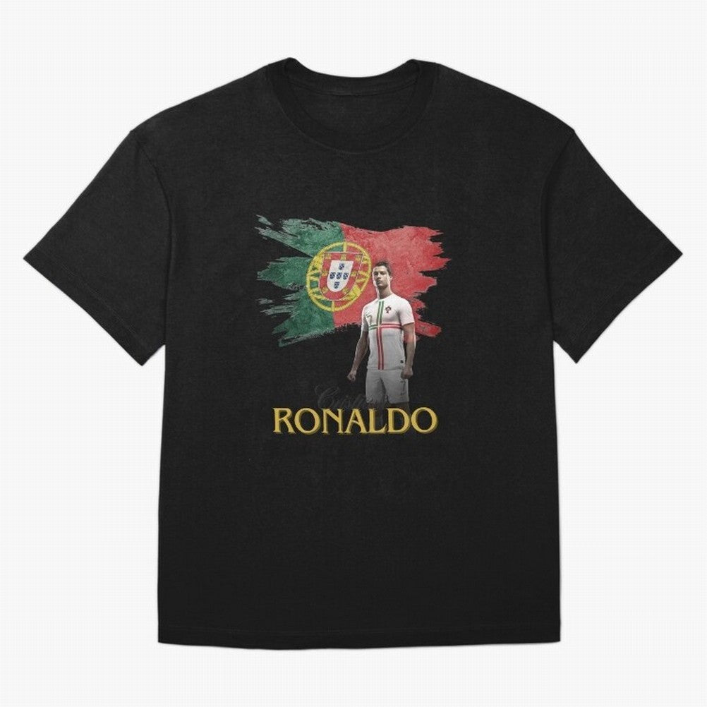 Cristiano Ronaldo - Portugal Flag Tribute (SIUUU!) Oversized T-Shirt Carry National Pride through Global Football Passion for FIFA World Cup 2026, Centered on Messi, CR7 and Mbappe, Germany, Retro Football Energy, Iconic Rivalries, Trophy Chase