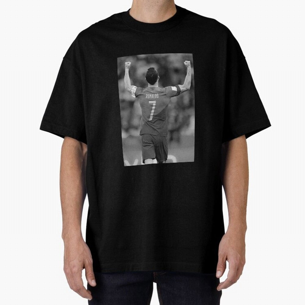 Cristiano Ronaldo Oversized T-Shirt Celebrate Football Heritage in Global Football Passion for FIFA World Cup 2026 Group Stage, Celebrating Haaland and Mbappe, England, France and Netherlands, Vintage Soccer Flavor, Modern Football Stars, National