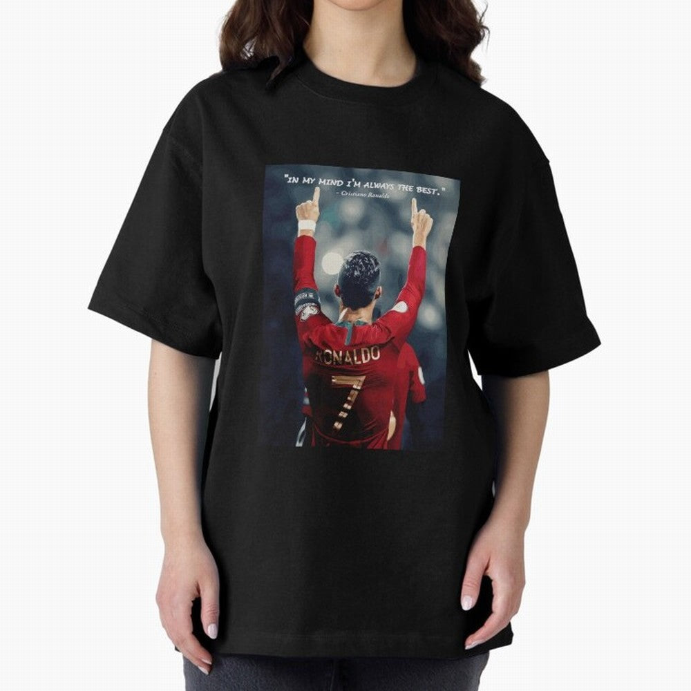 Cristiano Ronaldo Oversized T-Shirt Honor Football Greatness during Match Day Hype around FIFA World Cup 2026 Group Stage, Cristiano Ronaldo, Haaland and CR7, Argentina, France and Brazil, Sports Nostalgia, International Competition, Famous Players