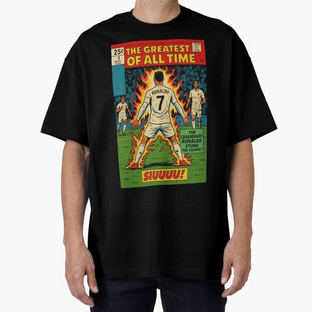 CR7 comic cover Oversized T-Shirt Carry FIFA World Cup 2026 USA Canada Mexico for Fans of CR7 and Brazil, Bringing Supporter Pride, Iconic Celebrations, Legendary Names and Global Match Day Energy; Perfect for People Who Love Argentina, Brazil,