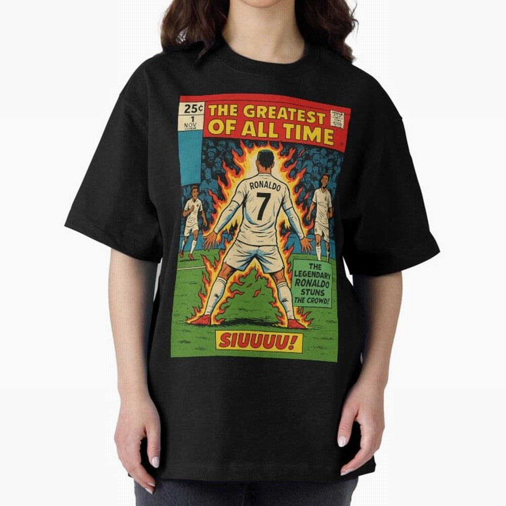 CR7 comic cover Oversized T-Shirt Carry FIFA World Cup 2026 USA Canada Mexico for Fans of CR7 and Brazil, Bringing Supporter Pride, Iconic Celebrations, Legendary Names and Global Match Day Energy; Perfect for People Who Love Argentina, Brazil,