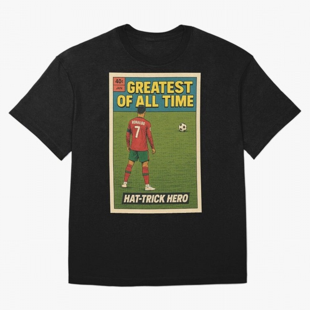 CR7 Comic Oversized T-Shirt Step into Match Day Hype around FIFA World Cup 2026 USA Canada Mexico, Mbappe and Neymar, Brazil, Vintage Soccer Flavor, Modern Football Stars, National Flags and Final Night Emotion; Great for Watch Parties, Sports