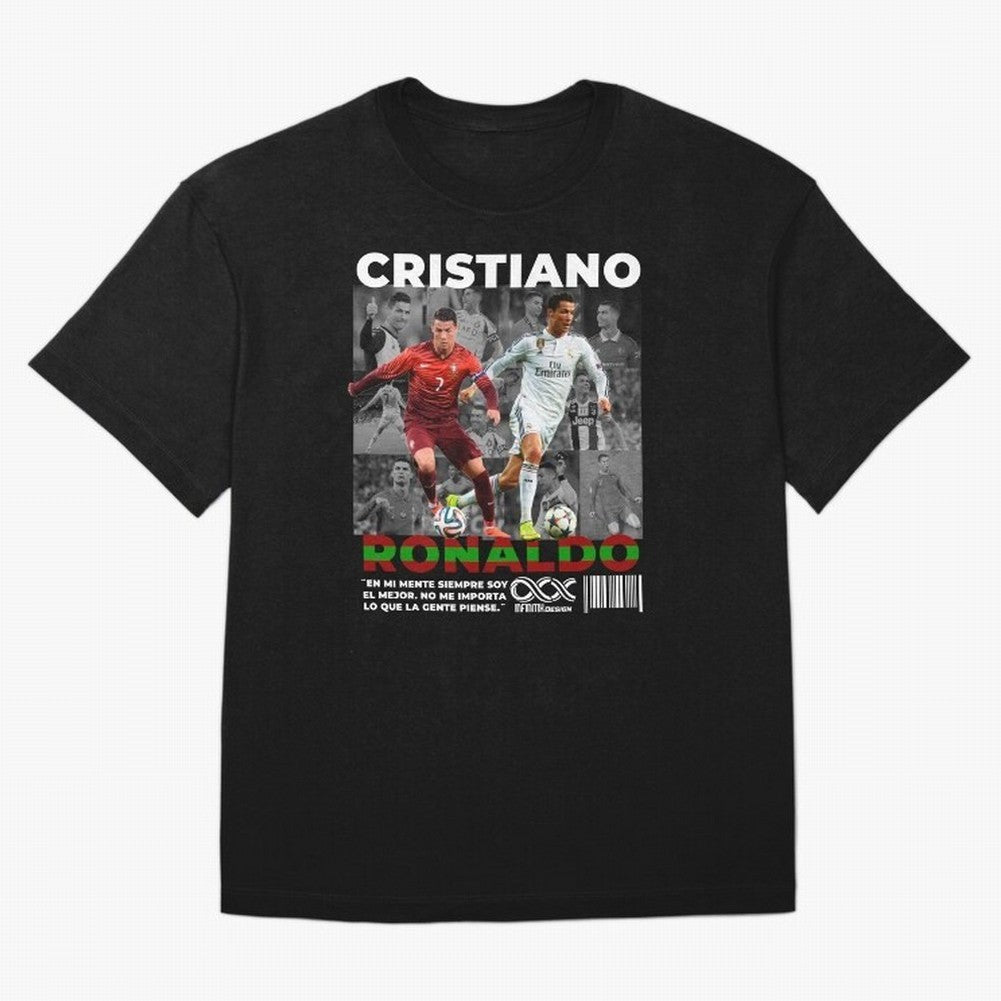 Cristiano Ronaldo Collage Oversized T-Shirt Fuel FIFA World Cup 2026 Capturing Haaland, France and Portugal Energy, Global Supporter Spirit, Legendary Goals, National Colors and Tournament Celebration; Ideal for Passionate Fans Who Love Underdog