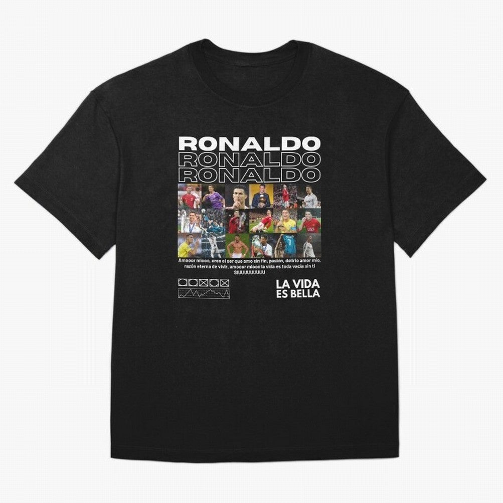 Cristiano Ronaldo CR7 Collage Oversized T-Shirt Represent Match Day Hype around FIFA World Cup 2026 Group Stage, Messi, Neymar and Mbappe, Argentina, France and Brazil, Tournament Hype, Historic Matchups, Family Viewing Parties and Global Sports