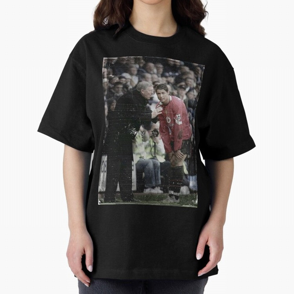 Sir Alex Ferguson and Cristiano Ronaldo Oversized T-Shirt Get Ready for FIFA World Cup 2026 Highlighting Messi, Brazil Energy, Stadium Memories, Football Loyalty, International Chants and Championship Tradition; Created for Match Day Parties,