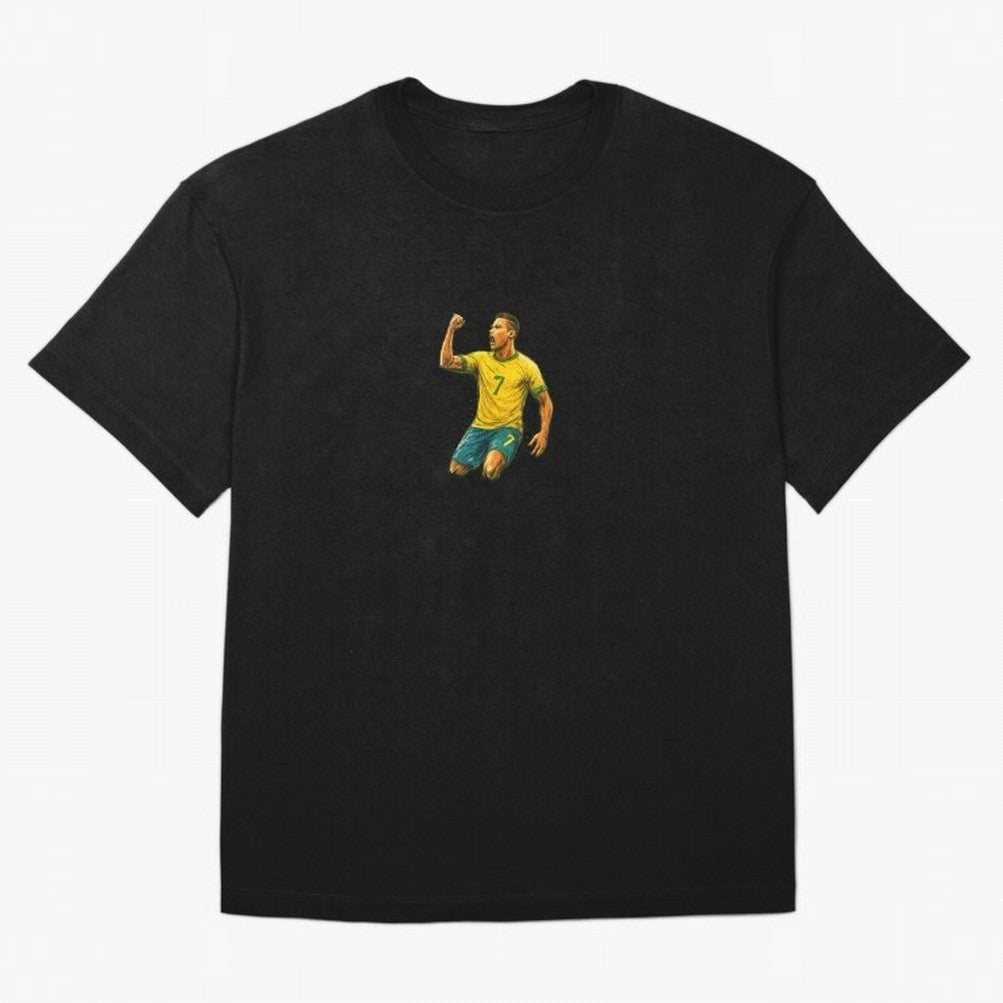 Energetic Soccer Celebration ¨C Number 7 Sketch Art Oversized T-Shirt Show Support during FIFA World Cup 2026 USA Canada Mexico Filled with Mbappe, Portugal Energy, Stadium Chants, National Pride, Trophy Dreams and Unforgettable Football Memories;