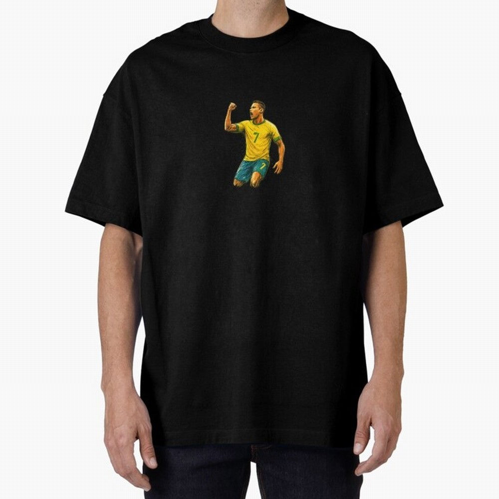 Energetic Soccer Celebration ¨C Number 7 Sketch Art Oversized T-Shirt Show Support during FIFA World Cup 2026 USA Canada Mexico Filled with Mbappe, Portugal Energy, Stadium Chants, National Pride, Trophy Dreams and Unforgettable Football Memories;