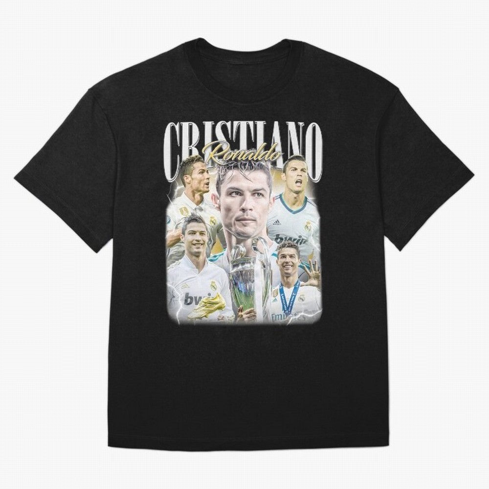 Cr7 Vintage Tribute: Soccer Legend Collage | Limited Edition Oversized T-Shirt Honor the Football Icons of FIFA World Cup 2026 USA Canada Mexico Spirit, Connected to Portugal, Spain and Germany, Mbappe and Neymar, Football Festival Excitement,