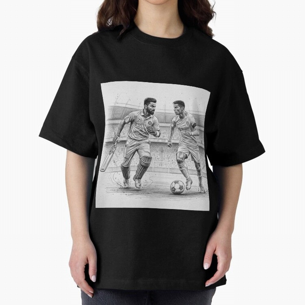 Virat Kohli and Cristiano Ronaldo Oversized T-Shirt Feel International Energy from Match Day Hype around FIFA World Cup 2026, CR7, Argentina and Brazil, Supporter Pride, Iconic Celebrations, Legendary Names and Global Match Day Energy; Perfect for