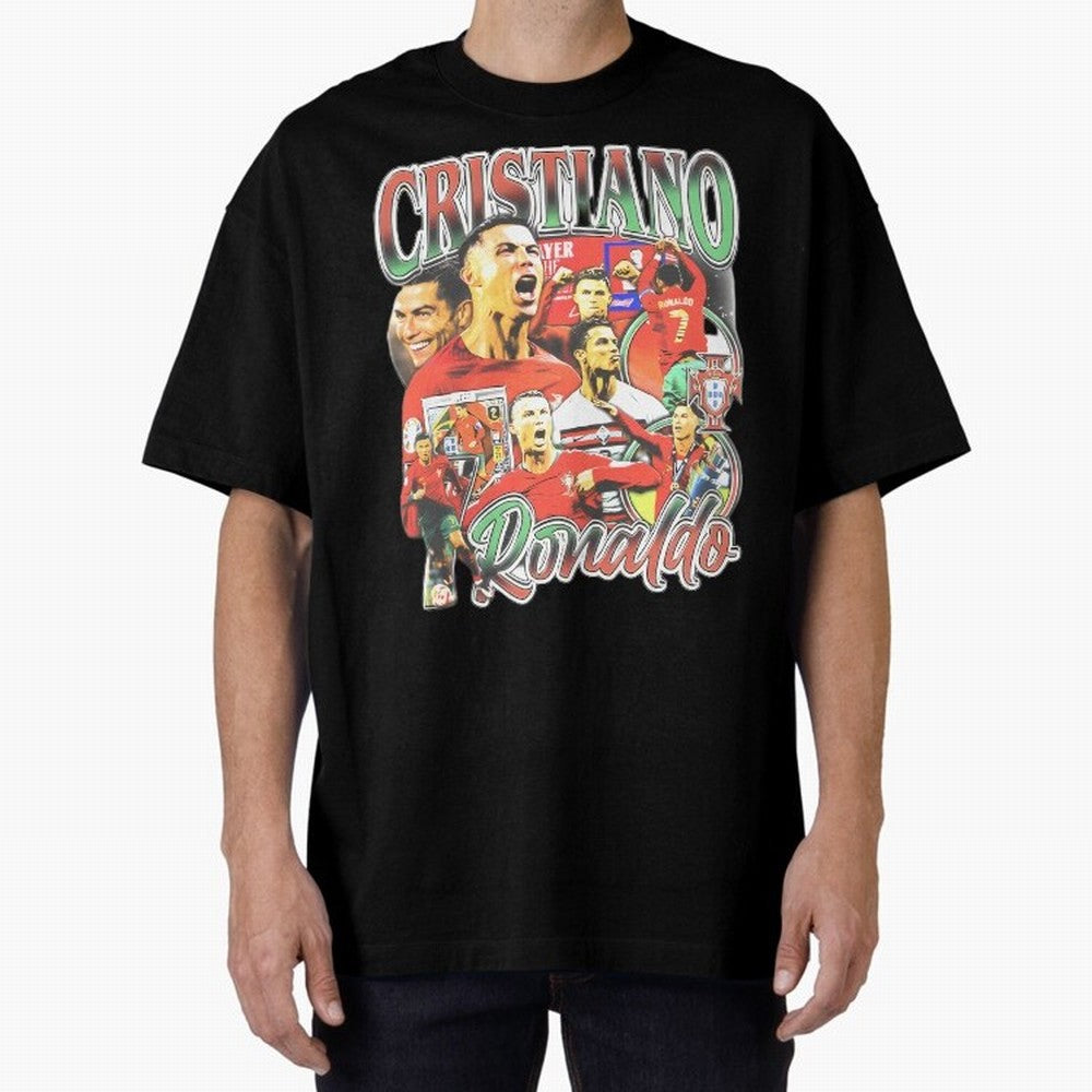 Cristiano Ronaldo Oversized T-Shirt Celebrate Unforgettable Nights in FIFA World Cup 2026 Group Stage Driven by Mbappe and Neymar, England and Germany Energy, Championship Spirit, Famous Goals, Roaring Crowds and International Football Unity; Made