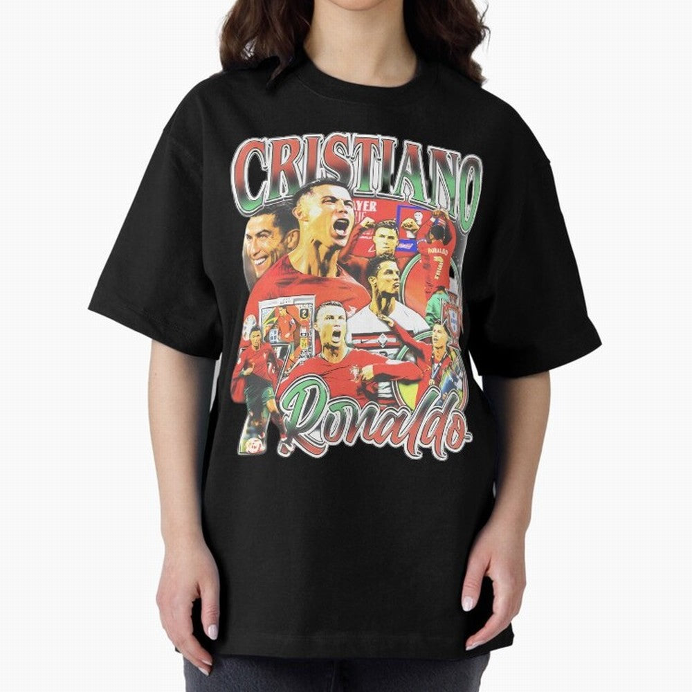 Cristiano Ronaldo Oversized T-Shirt Celebrate Unforgettable Nights in FIFA World Cup 2026 Group Stage Driven by Mbappe and Neymar, England and Germany Energy, Championship Spirit, Famous Goals, Roaring Crowds and International Football Unity; Made