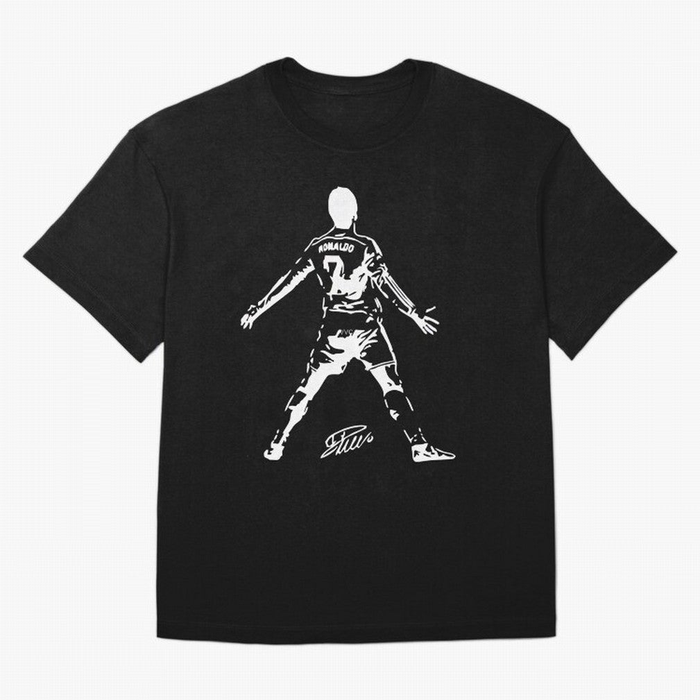 Retro Football Player Celebration Silhouette Artwork For Men And Gift For Soccer Fans Oversized T-Shirt Live the Energy of FIFA World Cup 2026 Spirit, with Portugal, Spain and Germany, CR7, Soccer Culture, Superstar Moments, National Team Dreams