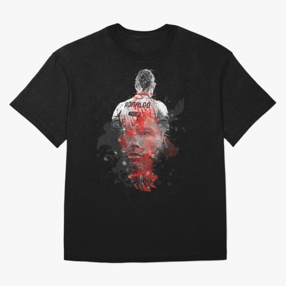 Abstract Football Player Portrait Retro Poster Art For Men, Gift For Soccer Fans Oversized T-Shirt Bring a Champion Mindset to Match Day Hype around FIFA World Cup 2026 Group Stage, Messi, CR7 and Mbappe, Argentina and Brazil, Global Supporter