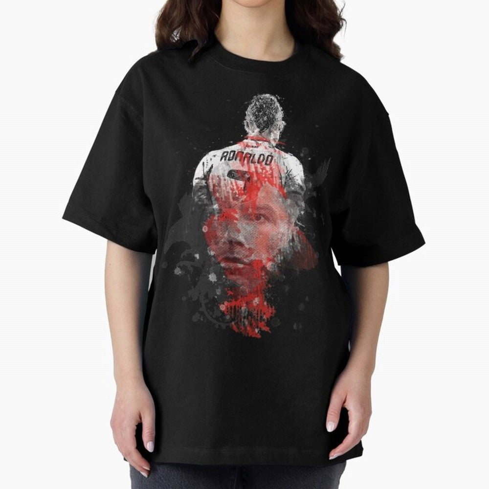 Abstract Football Player Portrait Retro Poster Art For Men, Gift For Soccer Fans Oversized T-Shirt Bring a Champion Mindset to Match Day Hype around FIFA World Cup 2026 Group Stage, Messi, CR7 and Mbappe, Argentina and Brazil, Global Supporter