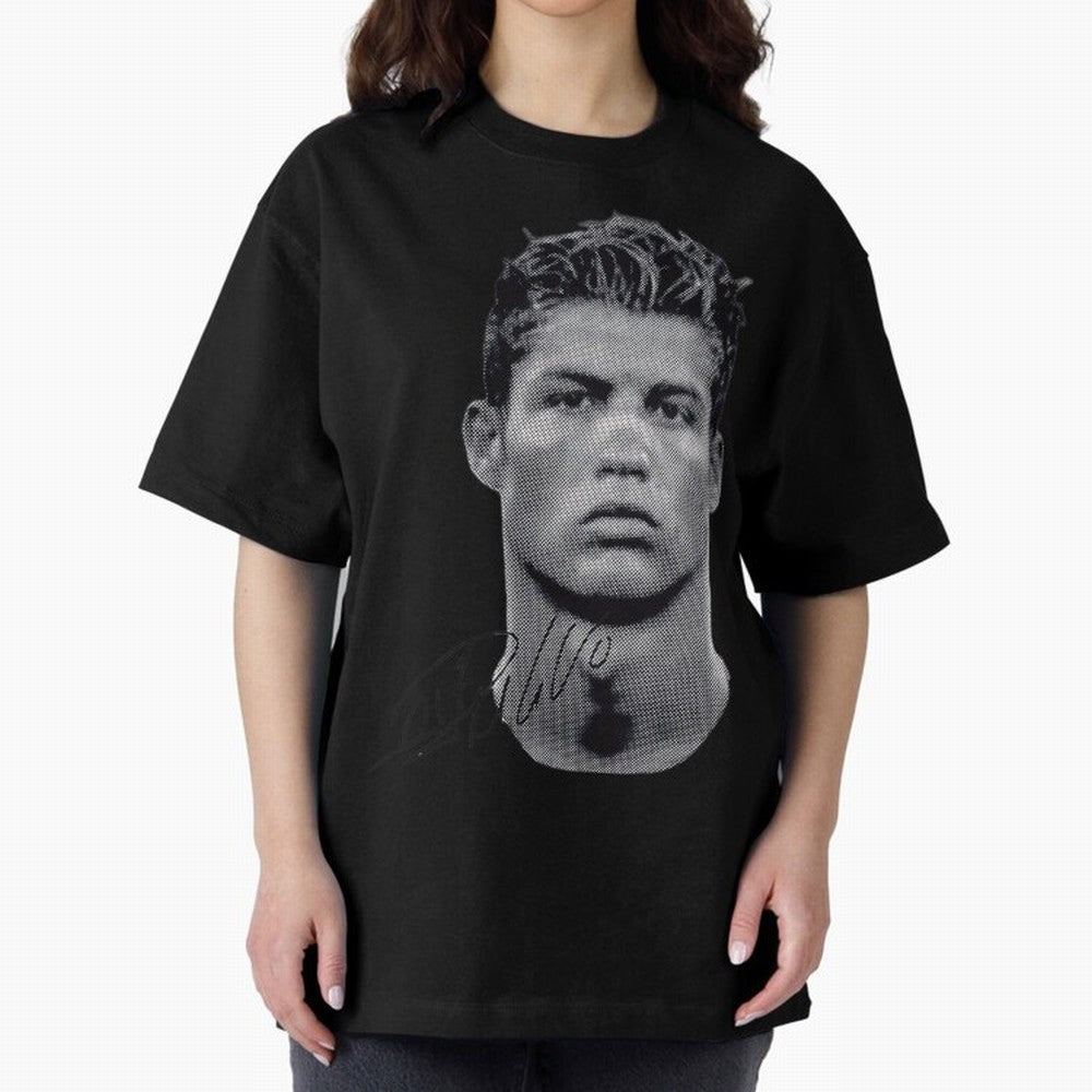Retro Football Legend Portrait Illustration For Men And Gift For Soccer Fans Oversized T-Shirt Celebrate the Stars of Match Day Hype around FIFA World Cup 2026 USA Canada Mexico, Haaland, Argentina and Brazil, Football Festival Excitement, Trophy