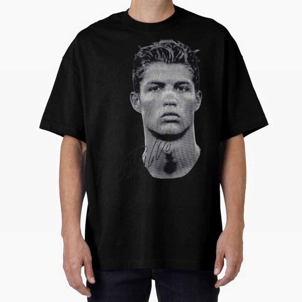 Retro Football Legend Portrait Illustration For Men And Gift For Soccer Fans Oversized T-Shirt Celebrate the Stars of Match Day Hype around FIFA World Cup 2026 USA Canada Mexico, Haaland, Argentina and Brazil, Football Festival Excitement, Trophy