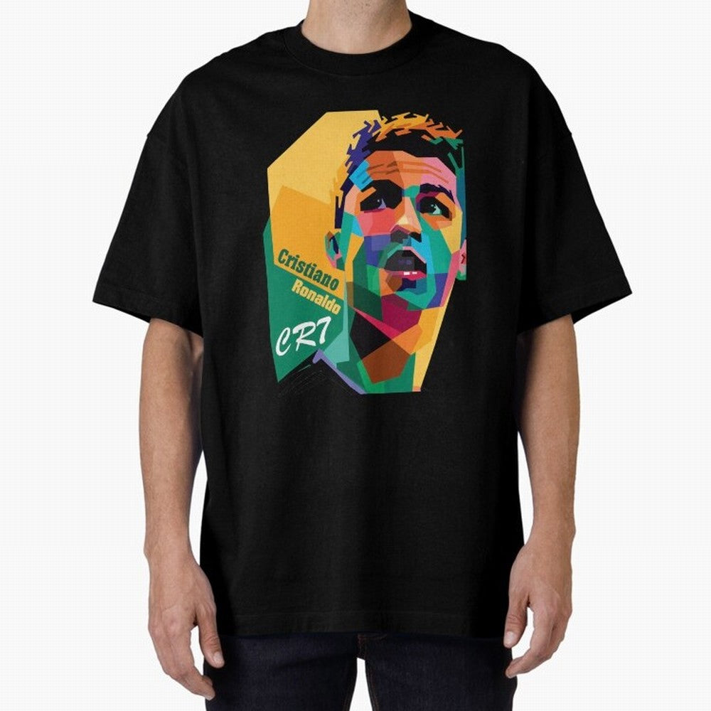 CR7 Pop Art Cristiano Ronaldo Design For Football Fans Gift For Soccer Lovers Oversized T-Shirt Stand with Global Football Passion for FIFA World Cup 2026, Inspired by Messi, Neymar and Mbappe, Argentina and Brazil, Champion Mindset, Group Stage