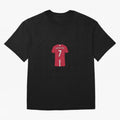 Cristiano Ronaldo Number 7 Jersey Illustration Oversized T-Shirt Build FIFA World Cup 2026 Group Stage Connected to CR7 and Messi, Brazil, Portugal and Argentina Energy, Worldwide Fan Energy, Dramatic Goals, Stadium Lights and Championship