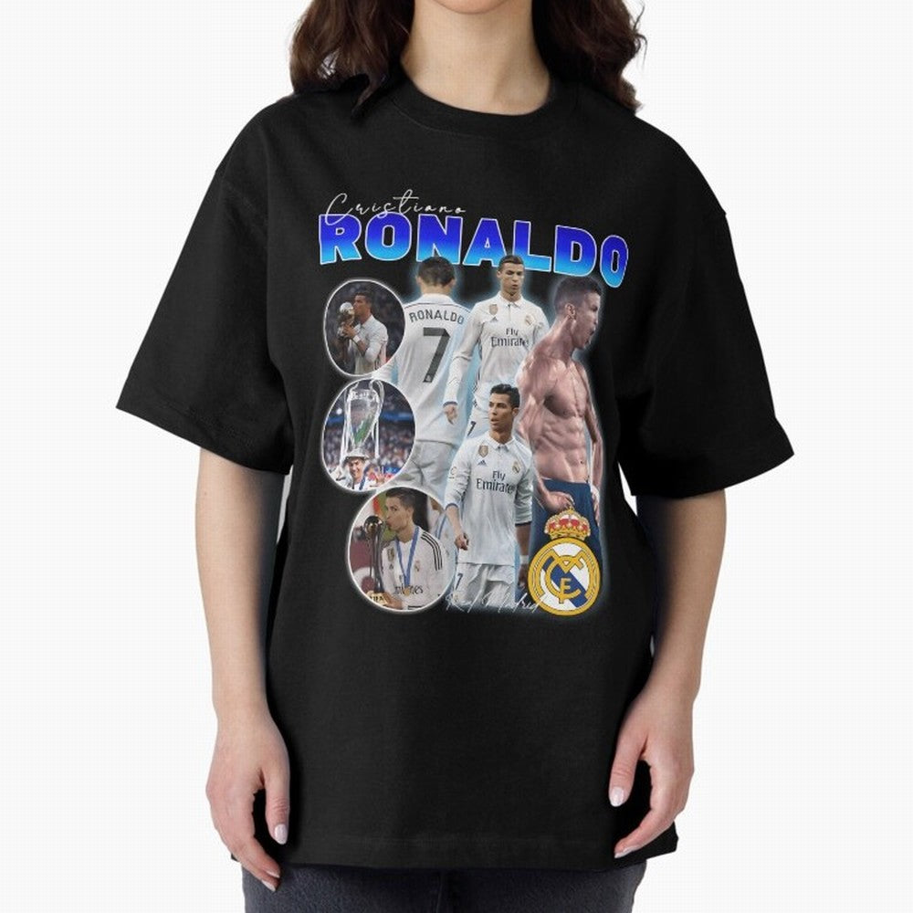 CR7 Real Madrid Poster ¨C For Football Fans and Gift For Ronaldo Supporters Oversized T-Shirt Bring Legendary Rivalry Energy to FIFA World Cup 2026 USA Canada Mexico Featuring CR7 and Messi, England and Germany Energy, Goal Celebration Energy,