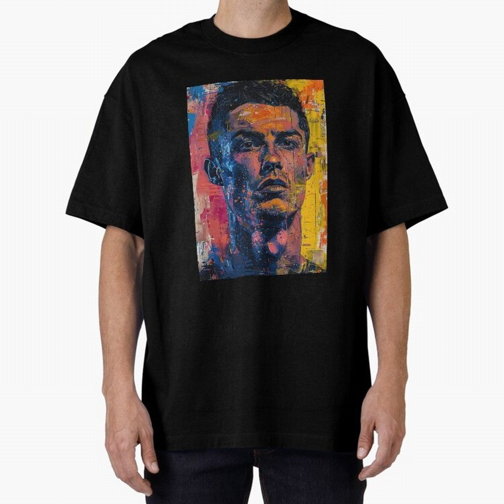 Cristiano Ronaldo illustration Oversized T-Shirt Join the Global Buzz around Match Day Hype around FIFA World Cup 2026 USA Canada Mexico, Mbappe, Brazil, Portugal and Argentina, Vintage Soccer Flavor, Modern Football Stars, National Flags and Final