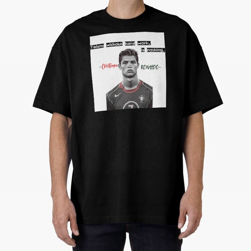 Cristiano Ronaldo - Dedication | NextLevel Motivation white Oversized T-Shirt Feel the Roar of FIFA World Cup 2026 Group Stage Highlighting Mbappe and Neymar, Argentina Energy, Championship Spirit, Famous Goals, Roaring Crowds and International