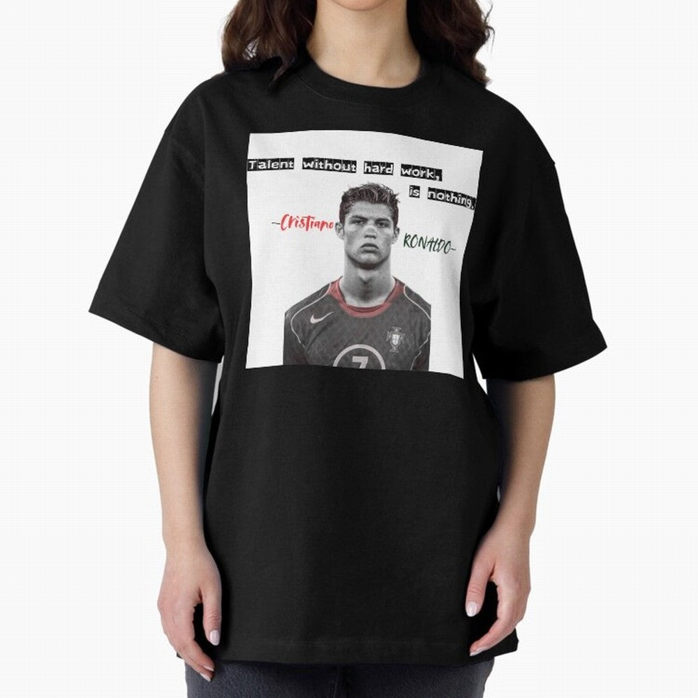 Cristiano Ronaldo - Dedication | NextLevel Motivation white Oversized T-Shirt Feel the Roar of FIFA World Cup 2026 Group Stage Highlighting Mbappe and Neymar, Argentina Energy, Championship Spirit, Famous Goals, Roaring Crowds and International