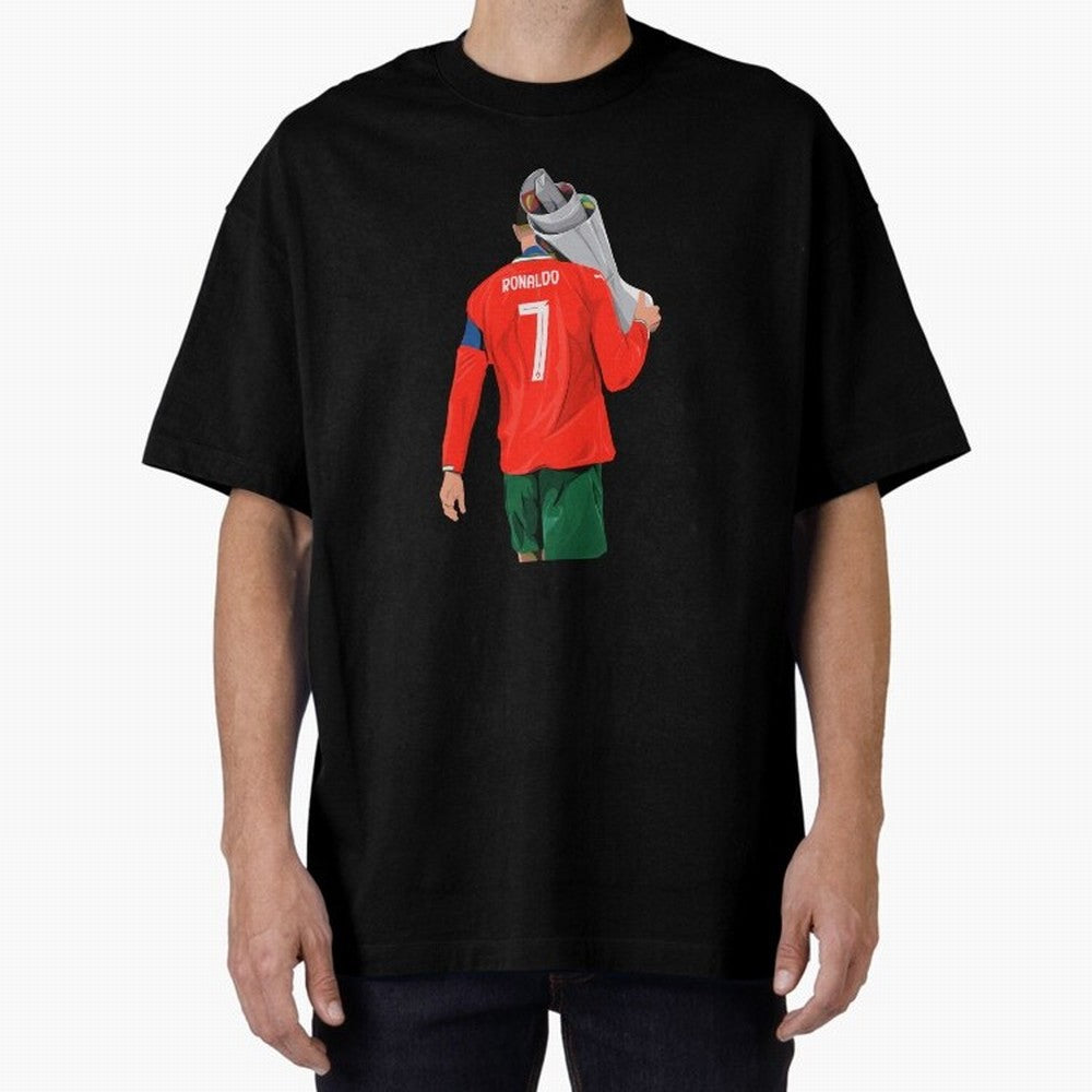 Cristiano Ronaldo Campion Oversized T-Shirt Feel the Trophy Chase of FIFA World Cup 2026 Spirit, Centered on Brazil, Portugal and Argentina, Neymar, Stadium Memories, Football Loyalty, International Chants and Championship Tradition; Great for