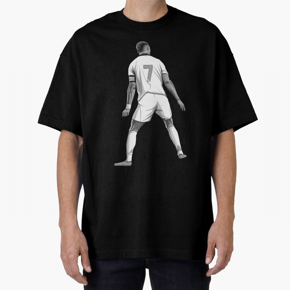 Cristiano Ronaldo Black and White Version Oversized T-Shirt Turn Every Weekend Toward Global Football Passion for FIFA World Cup 2026, Made for Mbappe, Germany, Championship Spirit, Famous Goals, Roaring Crowds and International Football Unity;